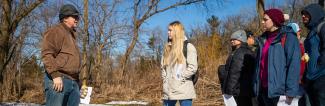 Students in outdoors Planet Earth Lab