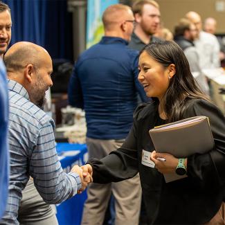 student networking at career fair