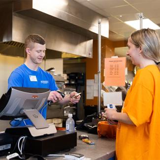 Cashier at dining facility