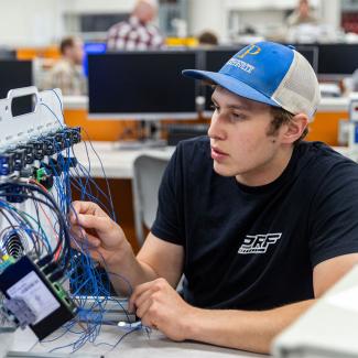 Student working in the Electronics and Automation Lab