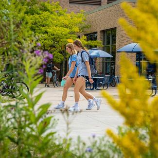 Student walking on UW-Platteville campus