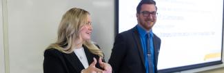 Marketing students presenting in group