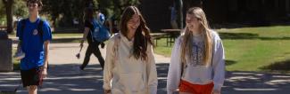 students walking across UW-Platteville campus in the summer