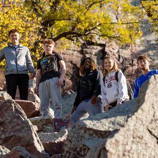Students and faculty working in the field