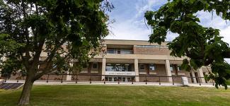 outside of Karrmann Library building