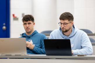 UW-Platteville students in classroom on laptops