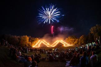 Fireworks at the M during UW-Platteville homecoming
