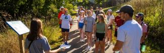 Chancellor Evetovich on wellness walk with students