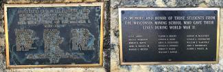 World War II Memorial, close-up of of plaques mounted to stone