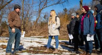 UW-Platteville students in outdoors Planet Earth Lab