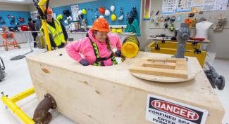 UW-Platteville students using confined space simulator