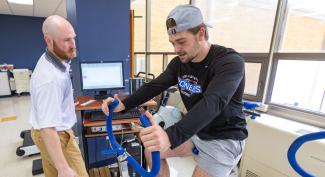 UW-Platteville students use exercise bikes in the health lab.