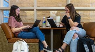 UW-Platteville students are studying in The Markee between classes.