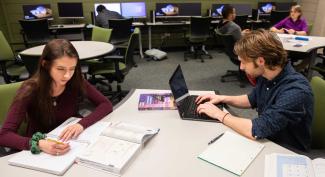 Two students working in a group