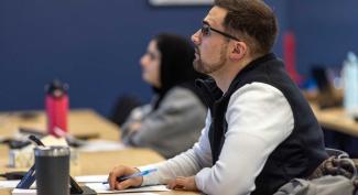UW-Platteville student listens intently to lecture.