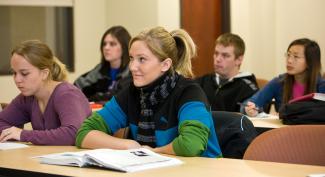 UW-Platteville students attentively listen to their accounting lecture.