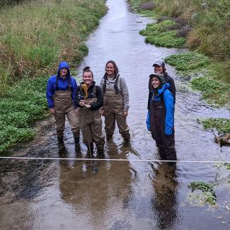 UW-Platteville students collecting stream monitoring data