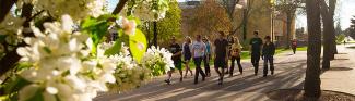 UW-Platteville students walking to class during spring semester