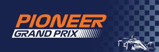 Pioneer Grand Prix with illustration of formula 1 race car